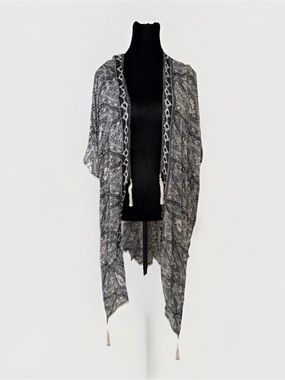 Michael Stars Ruana Top Wrap Poncho Bathing Suit Cover Up Boho Festival Tassels